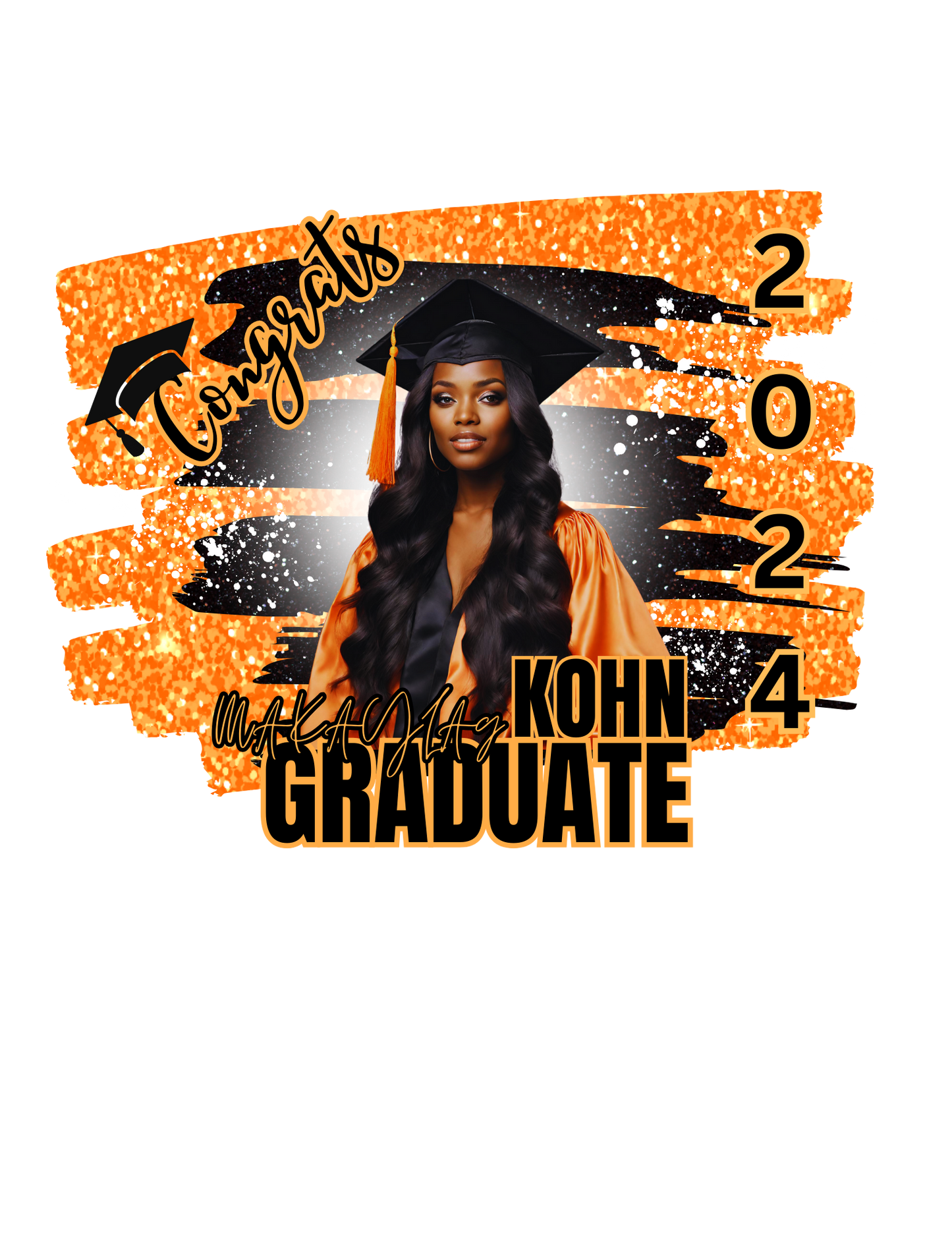 beautiful orange black graduation editable template