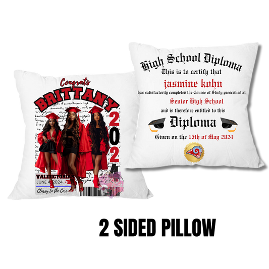 Graduation pillow front and back image editable template