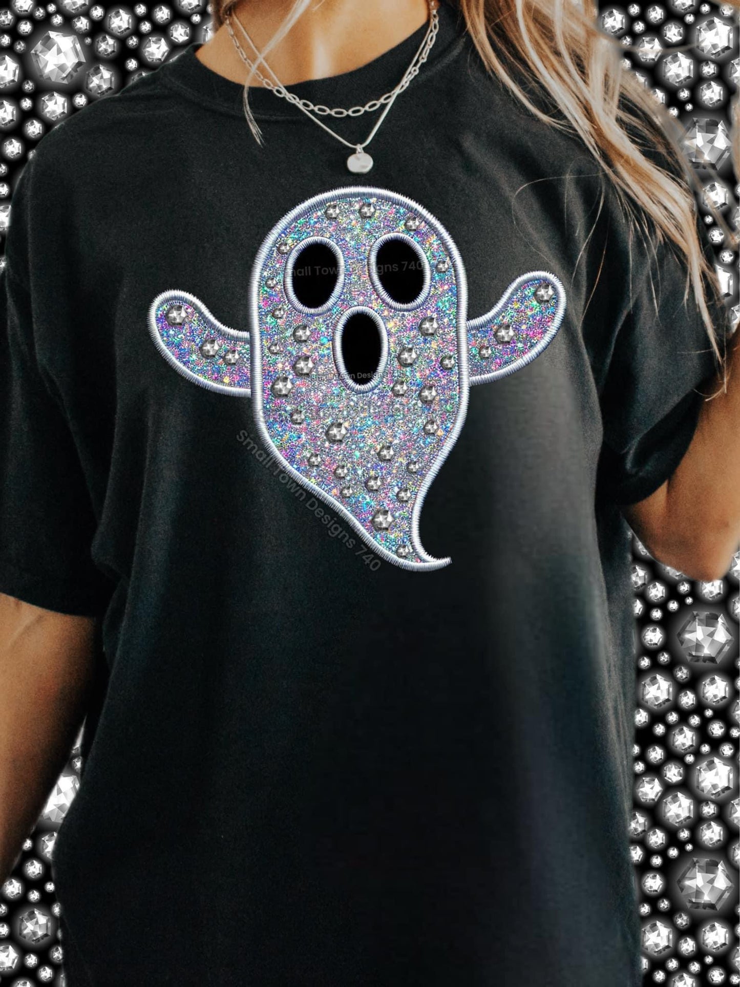 GHOST, HALLOWEEN RHINESTONE DESIGN