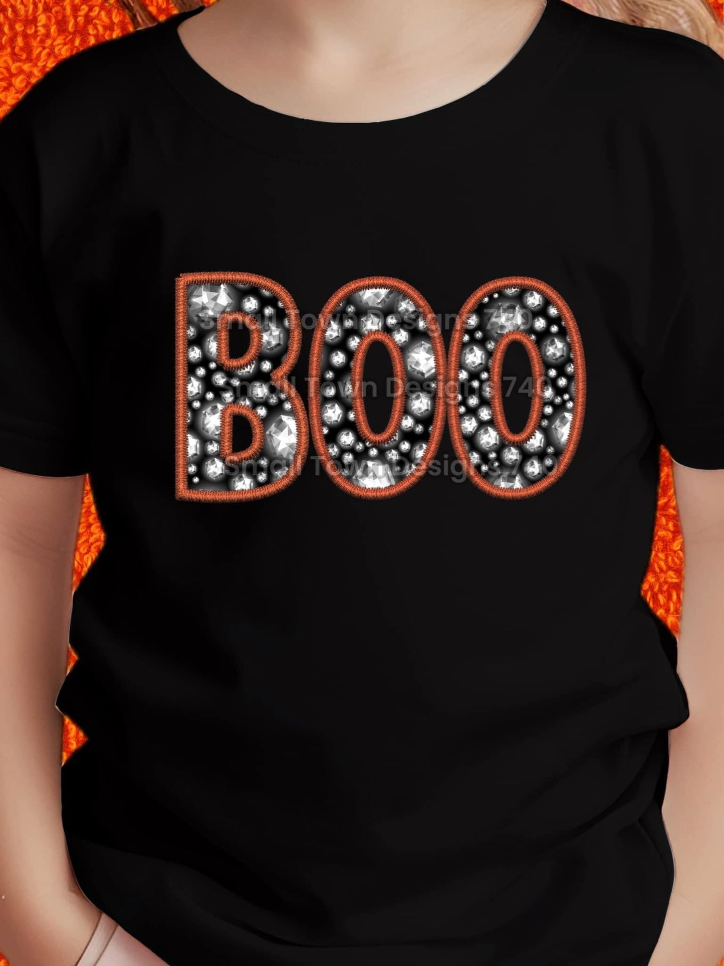 BOO, HALLOWEEN RHINESTONE KID SUBLIMATION DESIGN